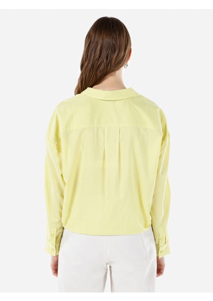 Regular Fit Shirt Neck Kadın Yeşil Uzun Kol Gömlek Cl1068370
