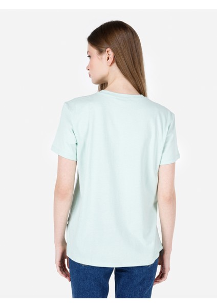 Regular Fit Yuvarlak Yaka Kadın Yeşil Kısa Kol Tişört Cl1067997