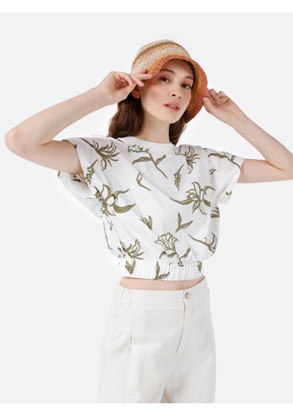 Regular Fit Yuvarlak Yaka Kadın Beyaz Kısa Kol Tişört Cl1068092