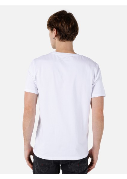 Regular Fit Yuvarlak Yaka Erkek Beyaz Kısa Kol Tişört Cl1069257