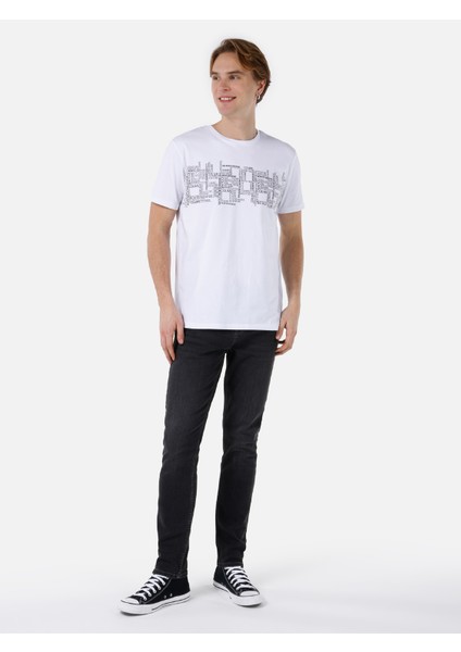 Regular Fit Yuvarlak Yaka Erkek Beyaz Kısa Kol Tişört Cl1069257