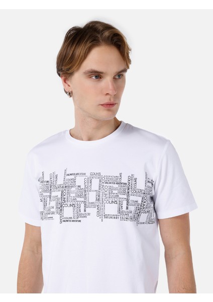Regular Fit Yuvarlak Yaka Erkek Beyaz Kısa Kol Tişört Cl1069257