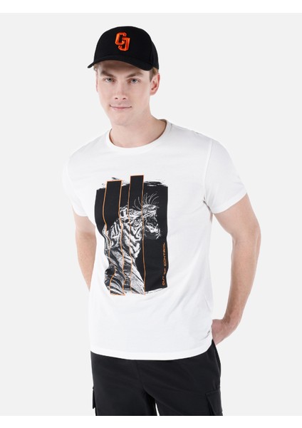 Regular Fit Yuvarlak Yaka Erkek Beyaz Kısa Kol Tişört Cl1050173