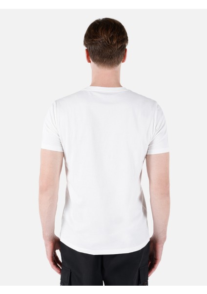 Regular Fit Yuvarlak Yaka Erkek Beyaz Kısa Kol Tişört Cl1050173