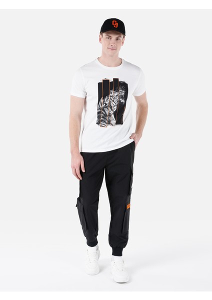 Regular Fit Yuvarlak Yaka Erkek Beyaz Kısa Kol Tişört Cl1050173