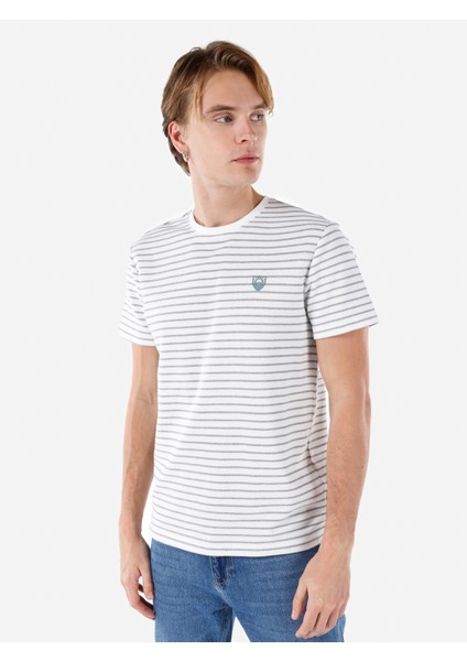 Regular Fit Yuvarlak Yaka Erkek Beyaz Kısa Kol Tişört Cl1067813