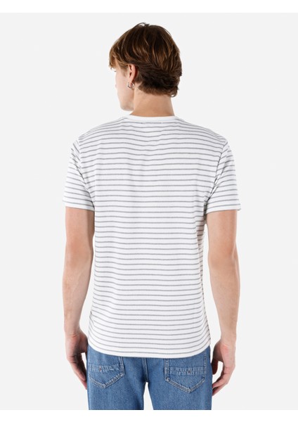 Regular Fit Yuvarlak Yaka Erkek Beyaz Kısa Kol Tişört Cl1067813