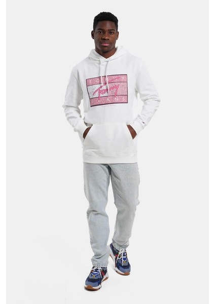 Tommy Jeans Logolu Erkek Beyaz Sweatshırt