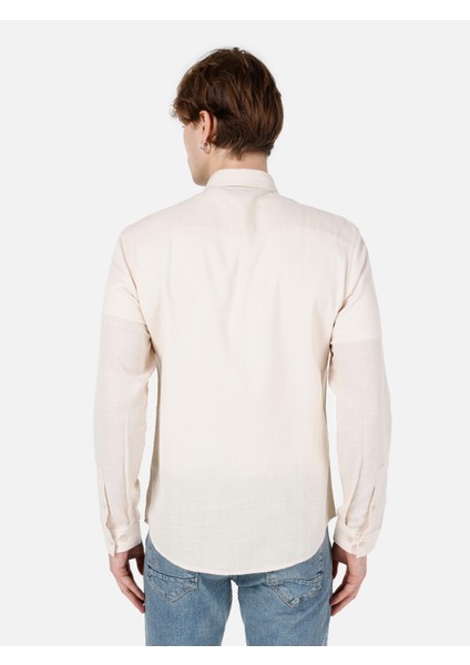 Slim Fit Shirt Neck Düz Erkek Bej Uzun Kol Gömlek Cl1066755 fiyatları