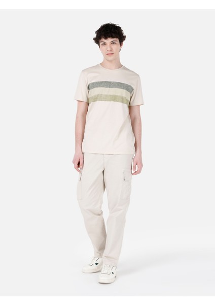 Regular Fit Yuvarlak Yaka Erkek Bej Kısa Kol Tişört Cl1068416 modelleri