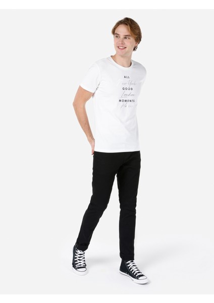 Slim Fit Yuvarlak Yaka Erkek Beyaz Kısa Kol Tişört Cl1064721 modelleri