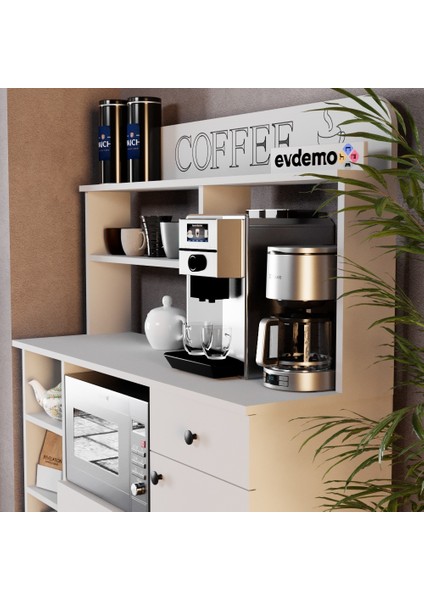 Barista Kahve Köşesi Çok Amaçlı Dolap Beyaz fırsatları