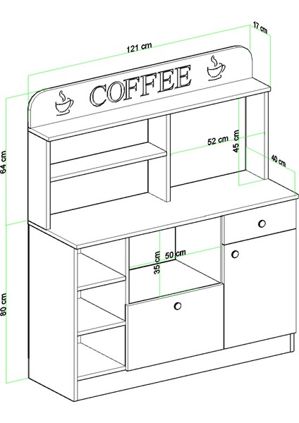 Barista Kahve Köşesi Çok Amaçlı Dolap Beyaz indirimleri