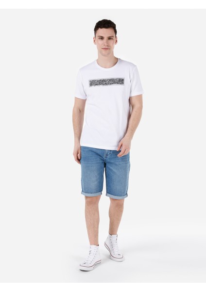 Regular Fit Yuvarlak Yaka Erkek Beyaz Kısa Kol Tişört Cl1069264 modelleri