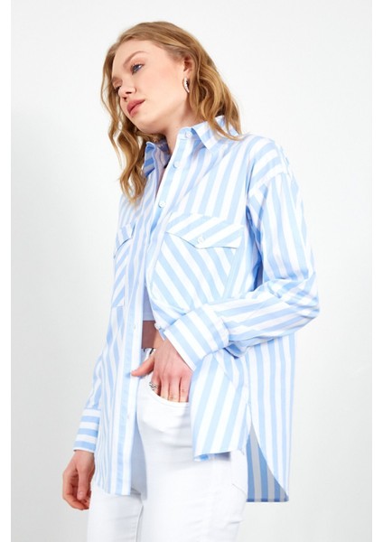 Kadın Çizgili Gömlek | Mavi MKS167177-01 fiyatları