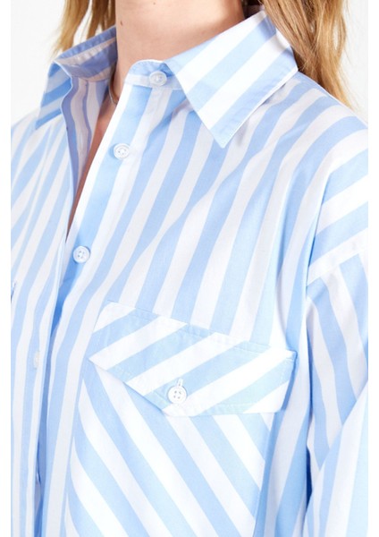 Kadın Çizgili Gömlek | Mavi MKS167177-01 modelleri