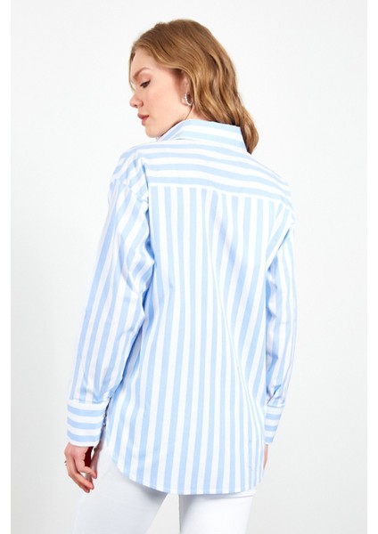 Kadın Çizgili Gömlek | Mavi MKS167177-01 fırsatları