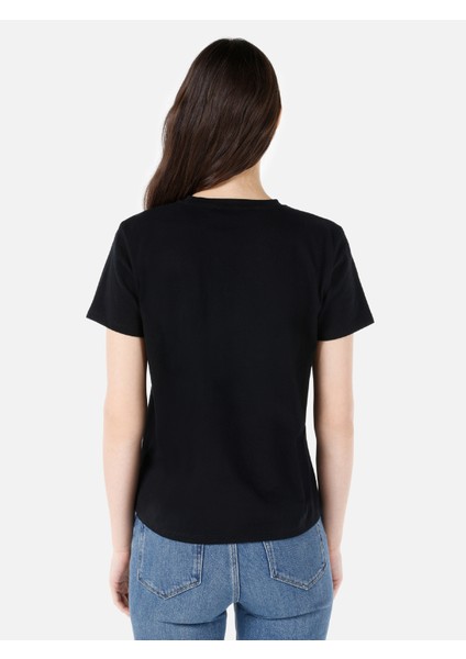 Regular Fit Yuvarlak Yaka Kadın Siyah Kısa Kol Tişört Cl1068593
