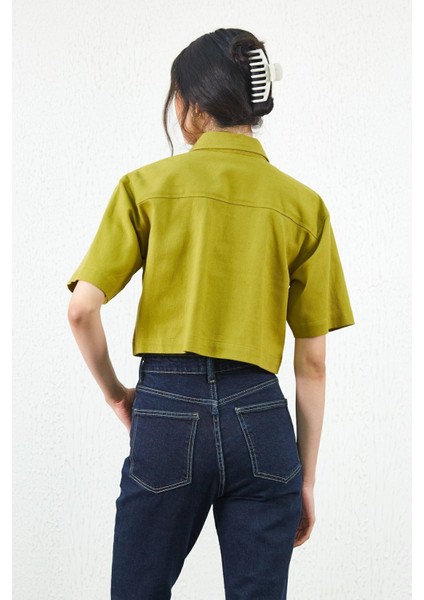 Olive Crop Gabardin Ön Cep Detaylı Gömlek indirimleri
