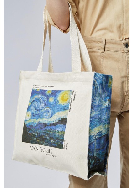 Kanvas Körükleri Van Gogh Baskılı Çanta