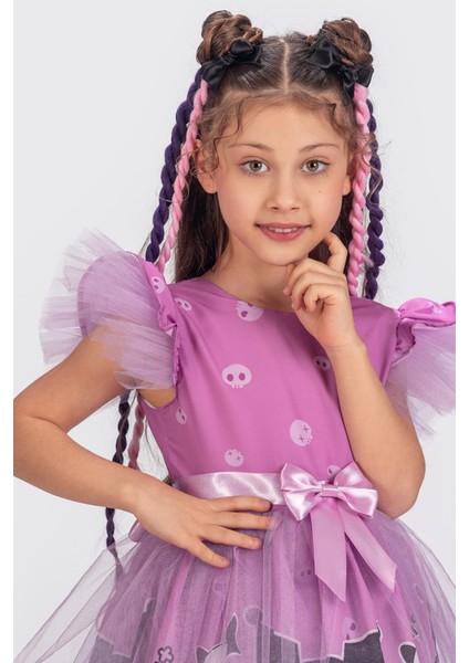 Kuromi ve My Melody Desenli Tüllü Kız Çocuk Parti Elbisesi modelleri