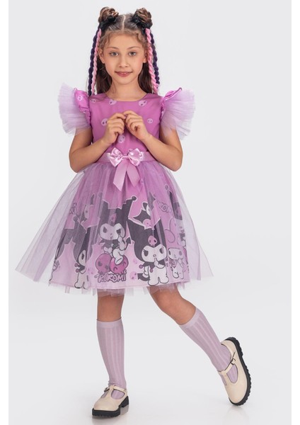 Kuromi ve My Melody Desenli Tüllü Kız Çocuk Parti Elbisesi indirimleri