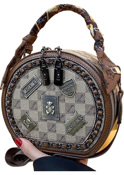 Şık Bayanlar Küçük Yuvarlak Çanta Çanta, Rahat ve Çok Yönlü Tek Omuz Crossbody Çanta (Yurt Dışından)