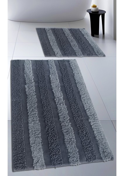 Pamuk Dokuma & Tafting Banyo Paspas Seti, Banyo Halısı Armoni 2 Li Set 60 x 100 - 60 x 50