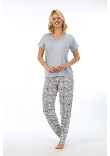 Bambu, Esnek Kumaş, Kısa Kol Kadın Pijama Takımı 73214