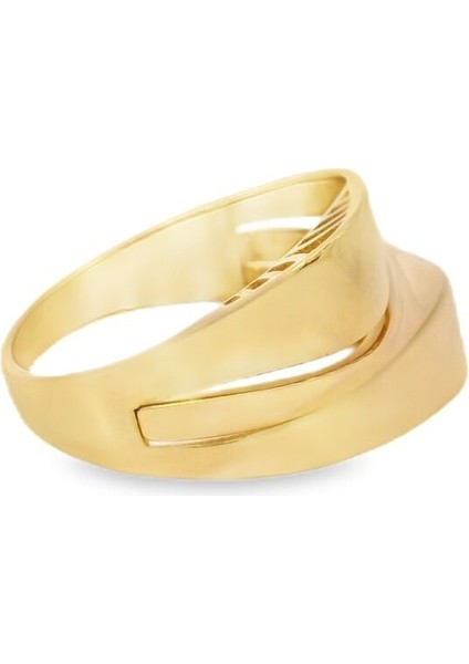 Modern Dizayn Asimetrik Geçişli Geniş Model Yeşil Altın Yüzük indirimleri