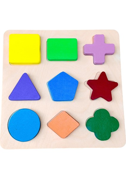 Wooden Toys Doğal Ahşap Eğitici Oyuncak Yıldız Geometrik Şekiller Renkli Bultak HMH-086