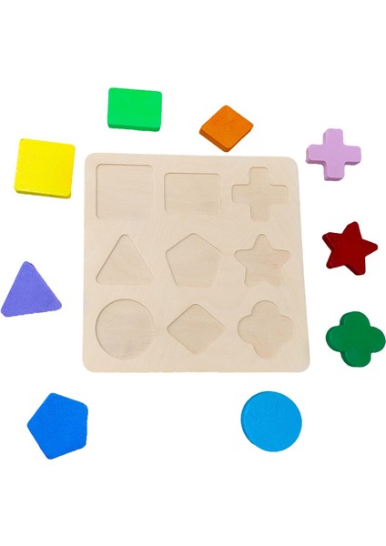 Wooden Toys Doğal Ahşap Eğitici Oyuncak Yıldız Geometrik Şekiller Renkli Bultak HMH-086