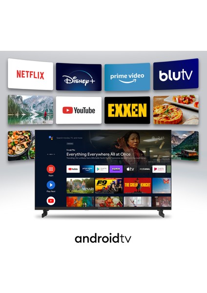 32HA2S13W 32" 82 Ekran Uydu Alıcılı HD Dolby Audio Android LED TV