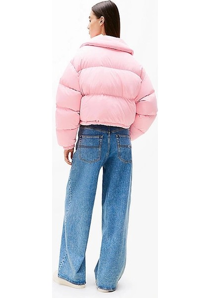 Jeans Kadın Pembe Şişme Mont