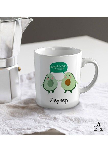 Kişiye Özel Avokado Tasarımlı Best Friends Kupa Bardak fiyatları