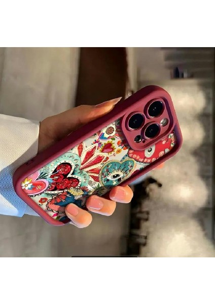 iPhone 14 Pro Totem Göz Desenli Mat Kalınlaştırılmış Tam Kapsama Anti-Düşme Koruma Cep Telefonu Kılıfı