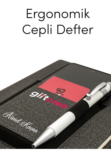 Kişiye Özel Cepli Kanguru Termo Deri Defter - Özelleştirilebilir Tarihsiz Defter