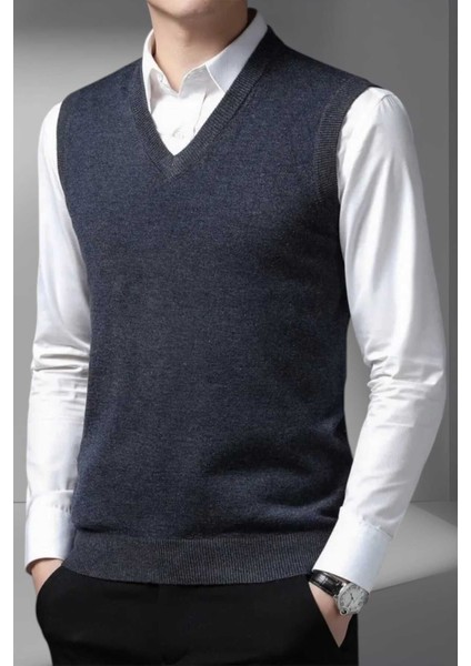 Erkek V Yaka Triko Tüylenmez Süveter Erkek Slim Fit Süveter fiyatları