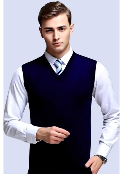 Erkek V Yaka Triko Tüylenmez Süveter Erkek Slim Fit Süveter modelleri