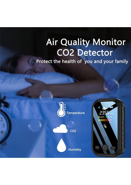 5'i 1 Arada Co2 Ölçer Sıcaklık Nem Test Cihazı Hava Kalitesi Monitörü (Yurt Dışından)