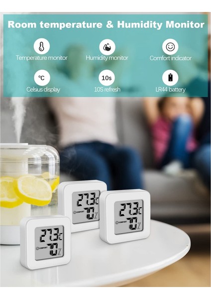 LCD Ekranlı Mini Termo-Higrometre Beyaz (Yurt Dışından)