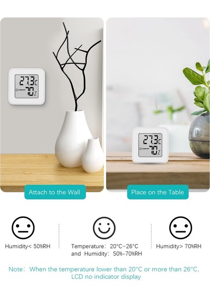 LCD Ekranlı Mini Termo-Higrometre Beyaz (Yurt Dışından)