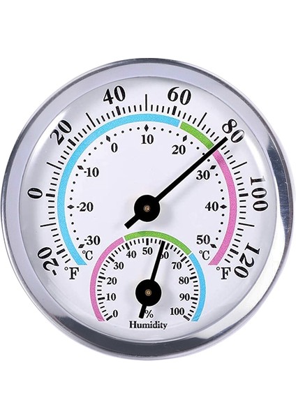 Mini 2'si 1 Arada Termometre Higrometre -30 Santigrat-50 Santigrat Metal (Yurt Dışından)