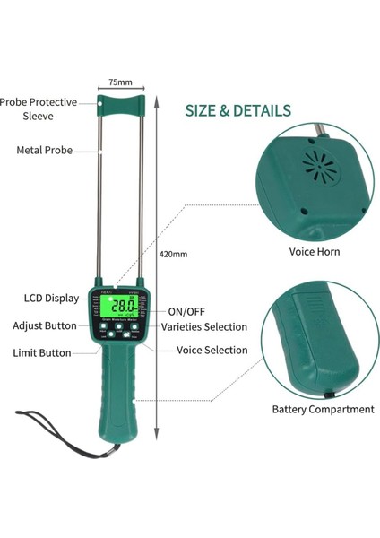 Buğday, Mısır, Pirinç, Yer Fıstığı Için Dijital Tahıl Nem Ölçer Test Cihazı (Yurt Dışından)
