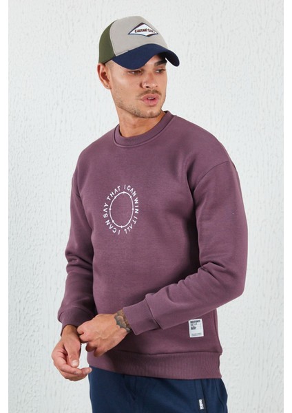 Baskılı Basic Sweat Mürdüm