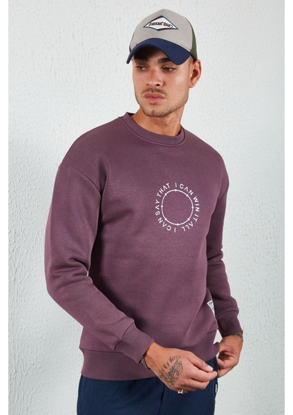 Baskılı Basic Sweat Mürdüm