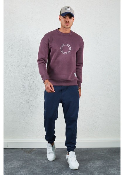 Baskılı Basic Sweat Mürdüm