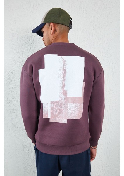 Baskılı Basic Sweat Mürdüm