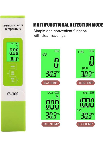 5'i 1 Arada Tuzluluk/sıcaklık/tds/ec Dijital Deniz Suyu Kalitesi Test Cihazı (Yurt Dışından) modelleri