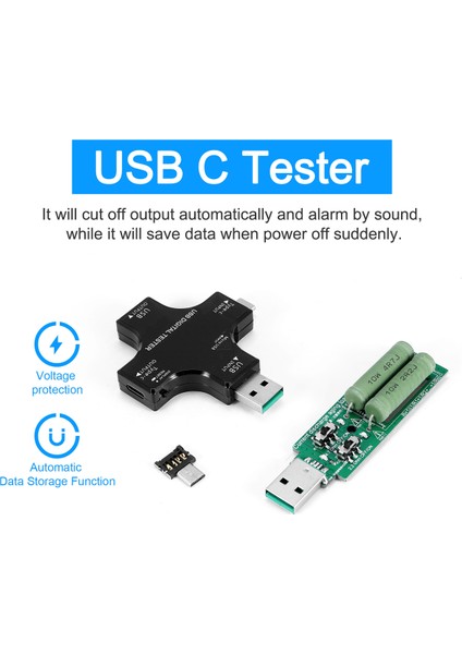 USB C Test Cihazı, 2'si 1 Arada Tip C Multimetre, Voltaj, Akım, Yükleyici ile (Yurt Dışından)